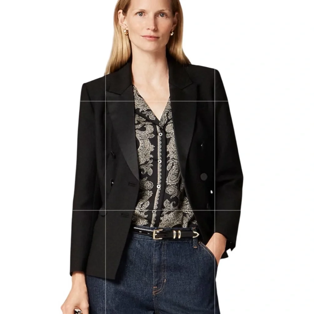 J. Crew Drapey camp-collar shirt paisley scarf‎ print Black Candlelight Size XXS